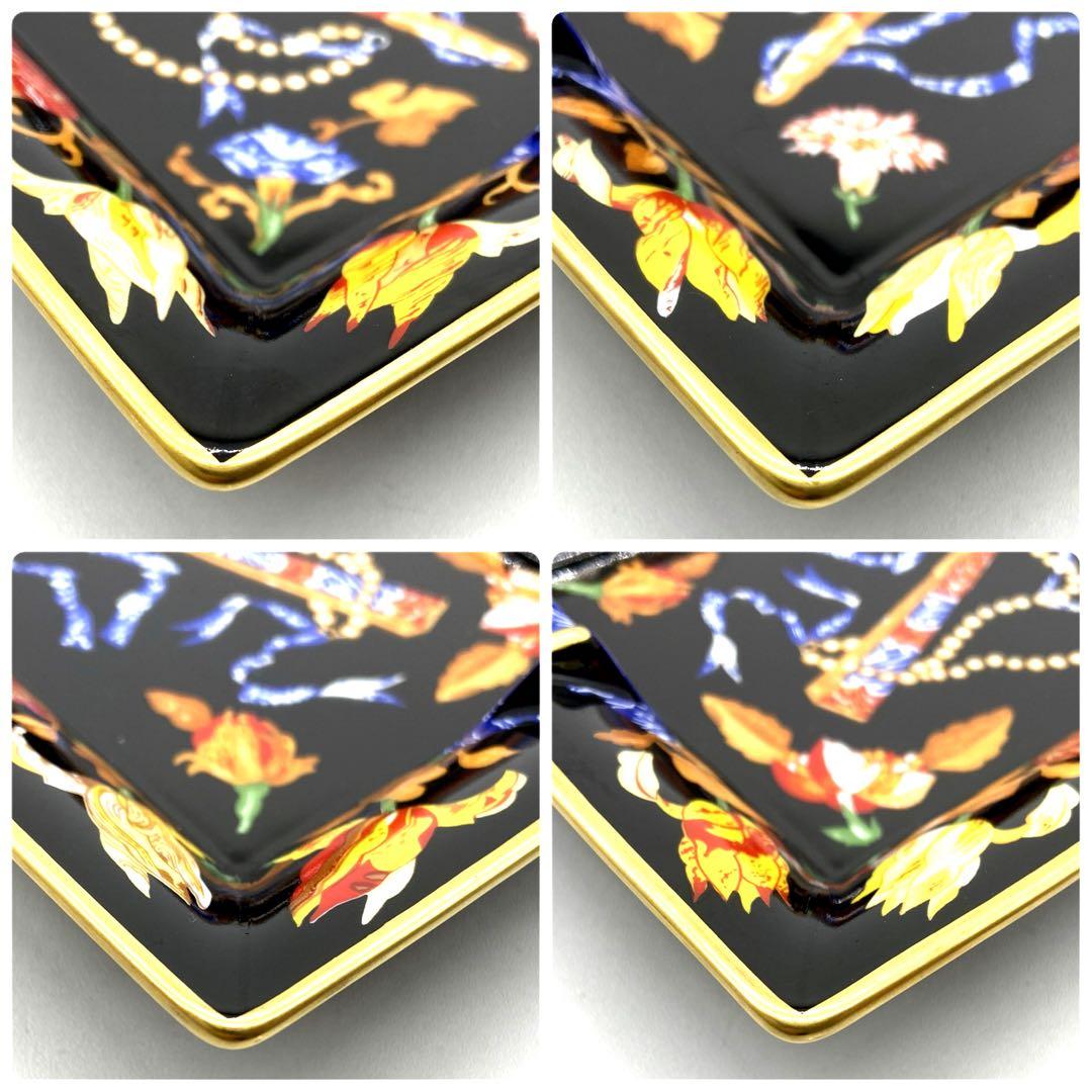 極美品✨HERMESエルメス　灰皿　アッシュトレイ　花　扇子　動物　ブラック