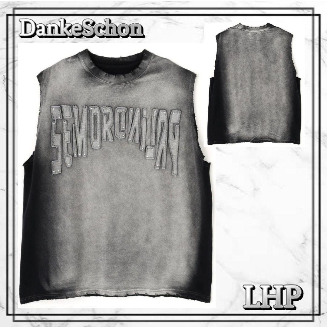 正規品 LHP ダンケシェーン レタリングプリント ノースリーブ シャツ BK