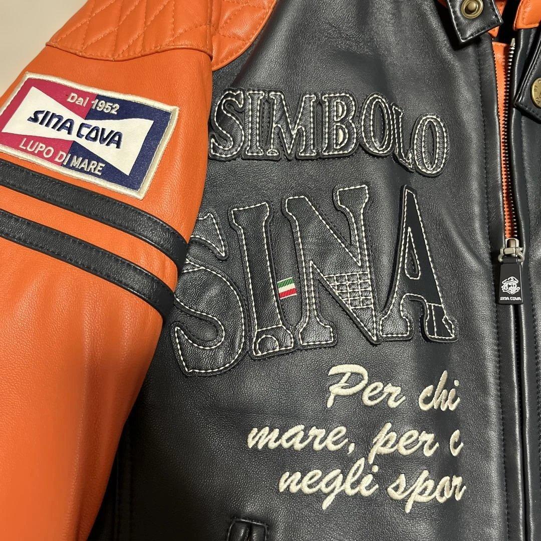 SINA COVA レザー ジャケット 黒とオレンジ