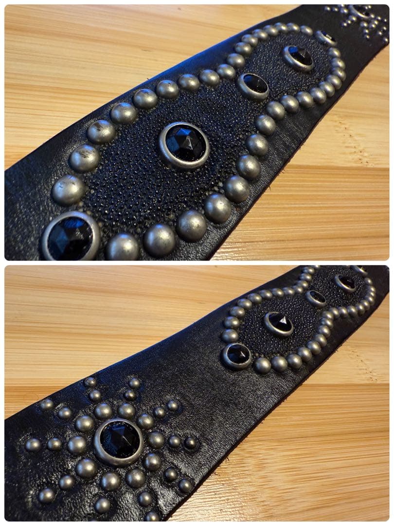 ⭐️HTC⭐️ピーナッツオーバーレイベルト⭐️スティングレイ⭐️ブラックレザー茶芯⭐️36