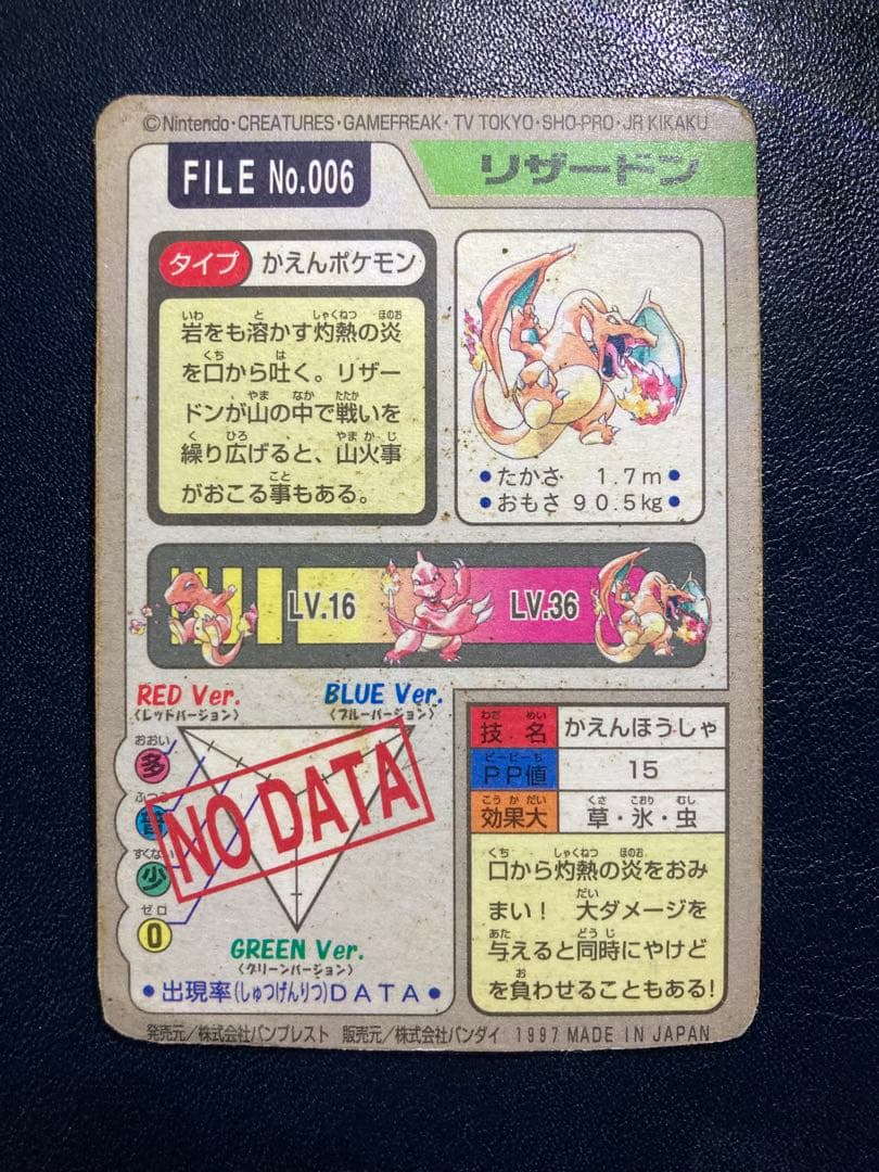 ポケモン　リザードン カードダス　FILE No.006