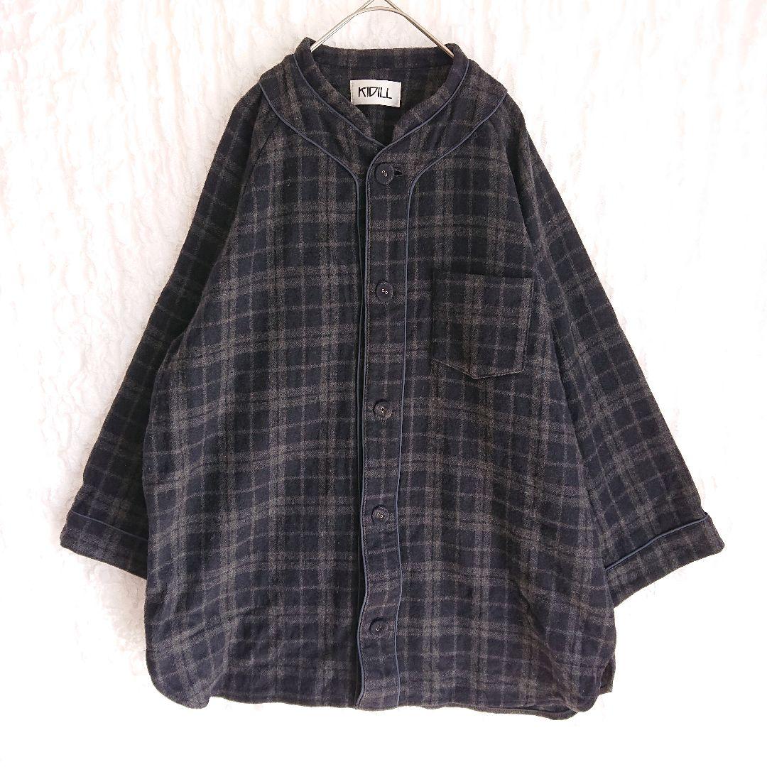 希少 KIDILL キディル ネルチェック ベースボールシャツ ジャケット F