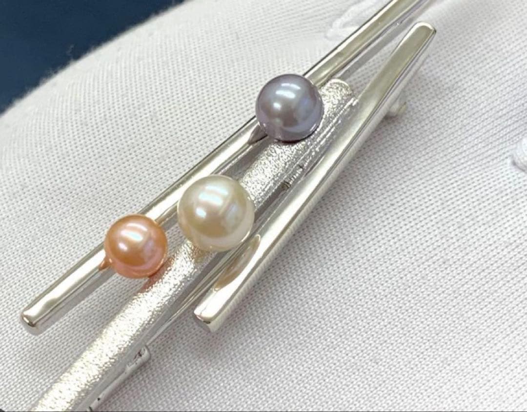 SVシルバー　タサキ　パール　ブローチ