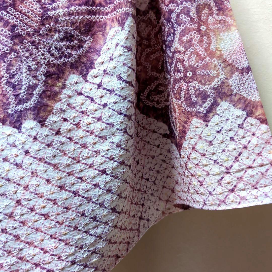 専用 新品 単衣 有松鳴海絞り 付下げ 広衿 夏着物 浴衣 蜘蛛絞り 三浦絞り