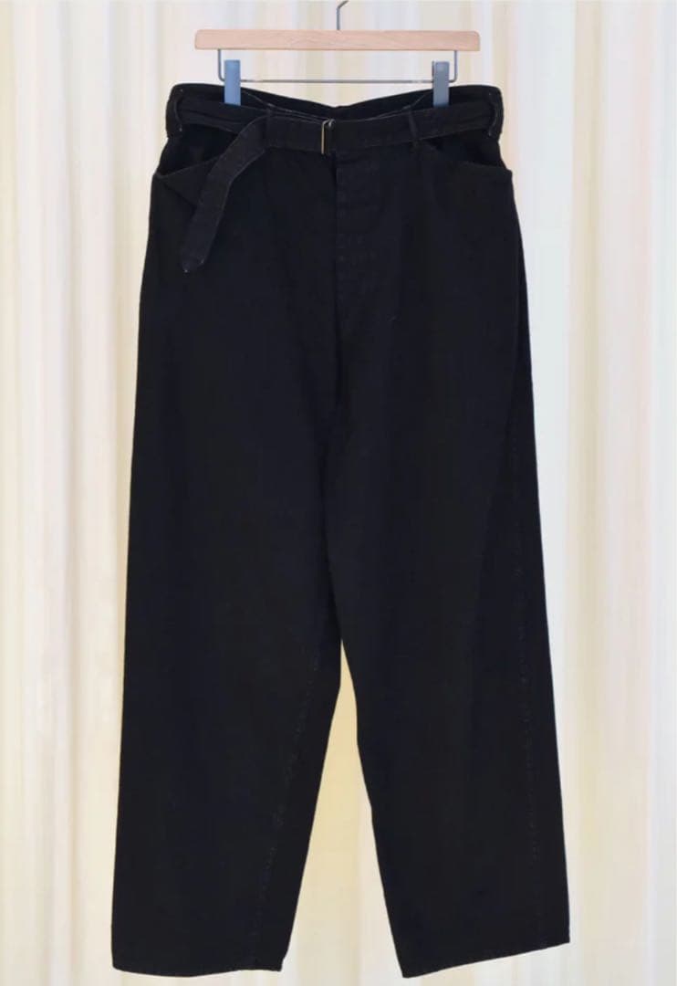 COMOLI 25ss デニムベルテッドパンツ black サイズ3