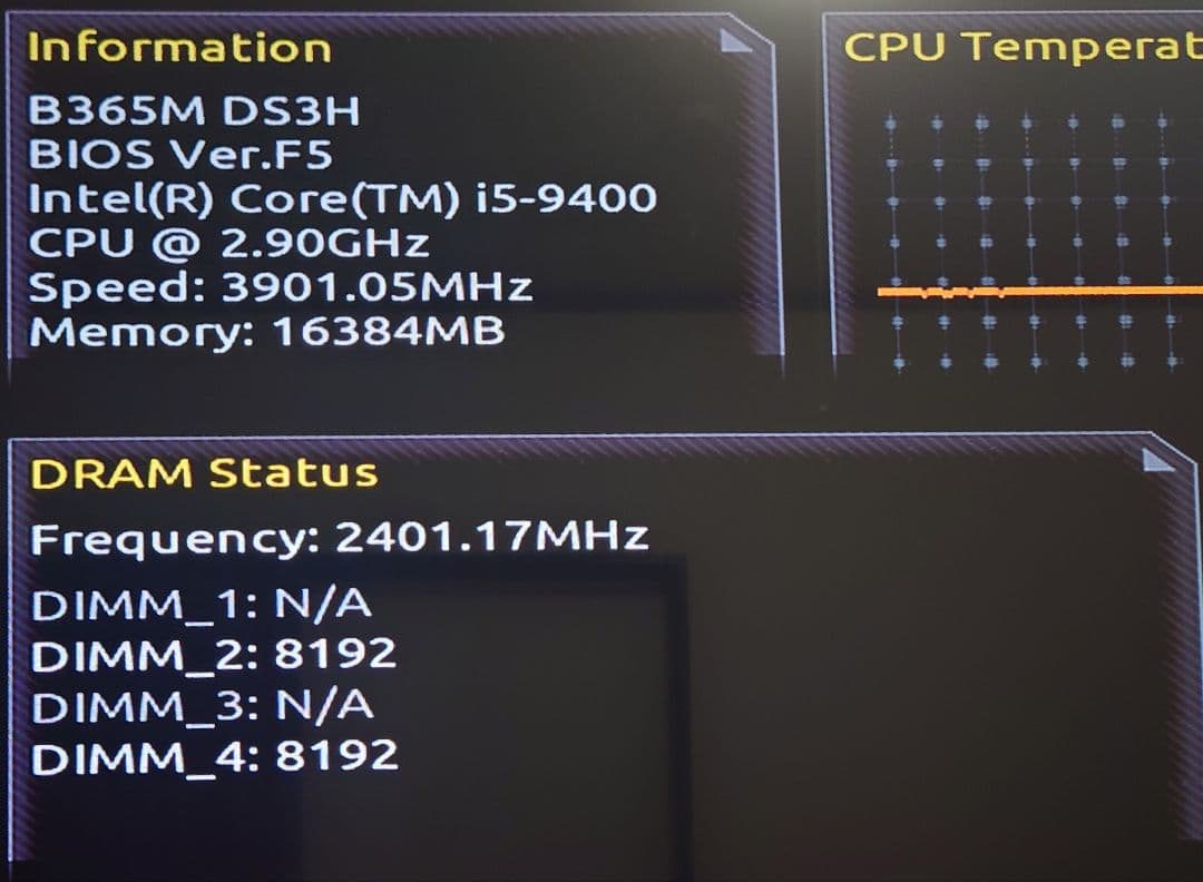 i5-9400/B365 DS3H/メモリ16GB/ケースセット