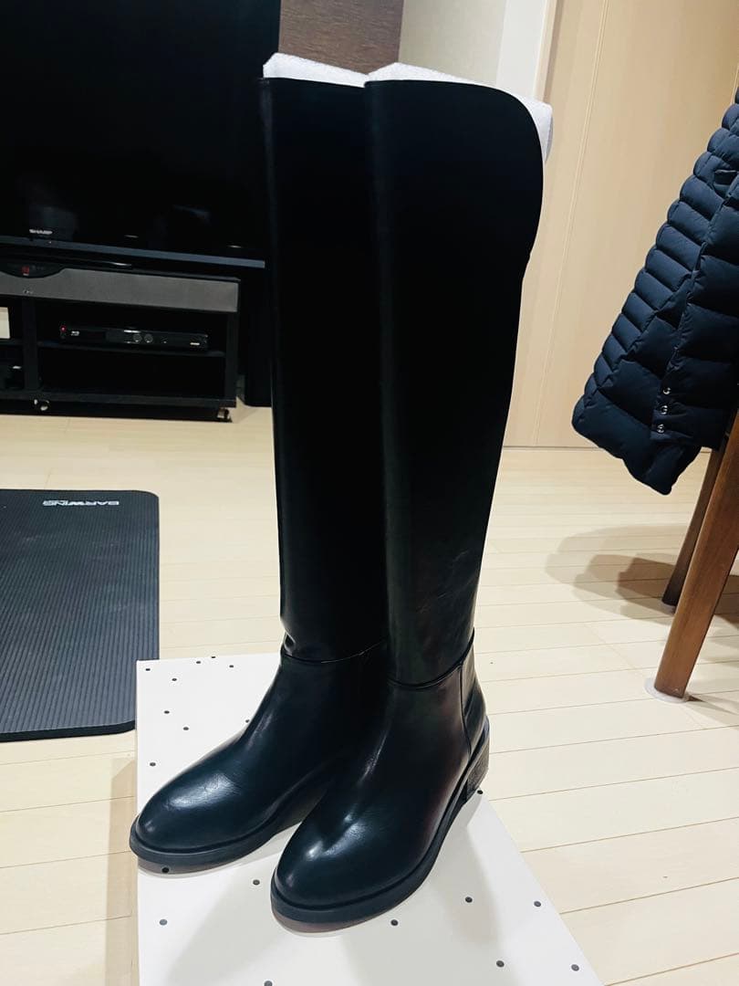 HIAND ブラック ニーハイロングブーツ