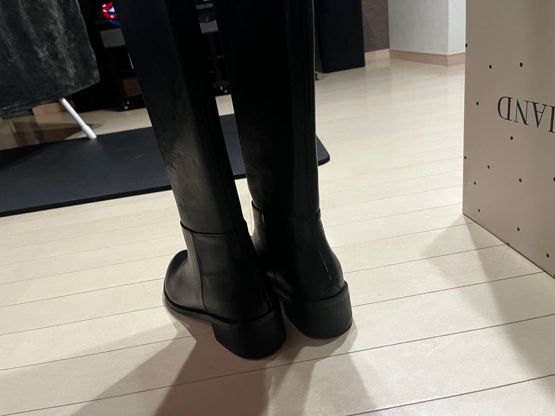 HIAND ブラック ニーハイロングブーツ