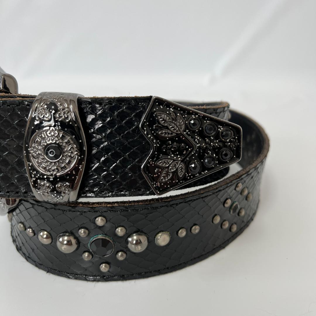 トルネードマート　スタッズベルト　パイソン　黒　Mサイズ　Y2K