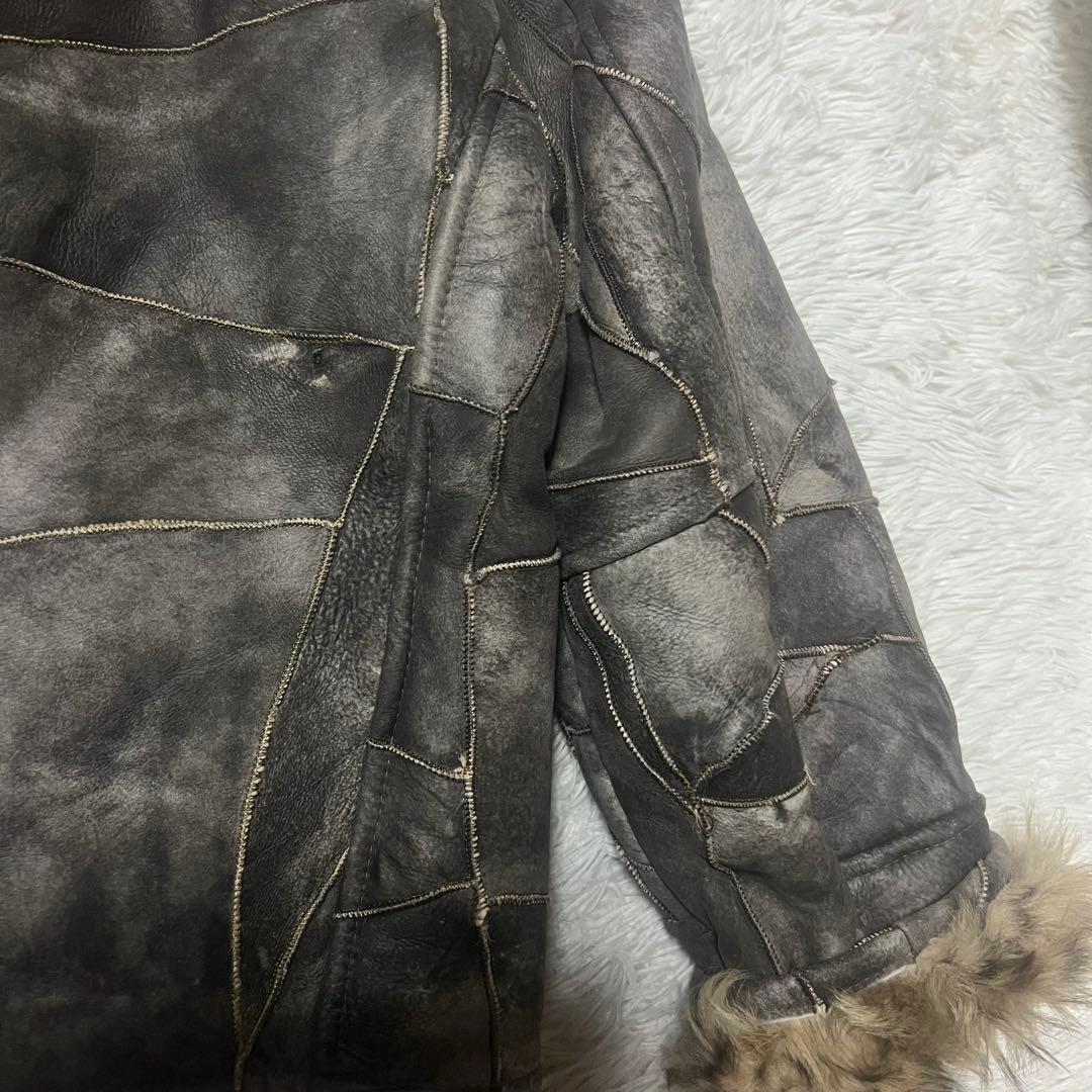 【希少】ヴィンテージ　リアルムートンジャケットコート　パッチワーク　羊革　メンズ