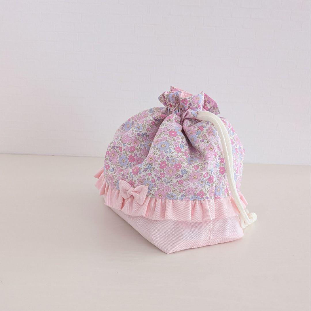 図書袋ショルダー　うさぎ刺繍ヌビ　通園バック　お弁当トートバッグ　お弁当袋