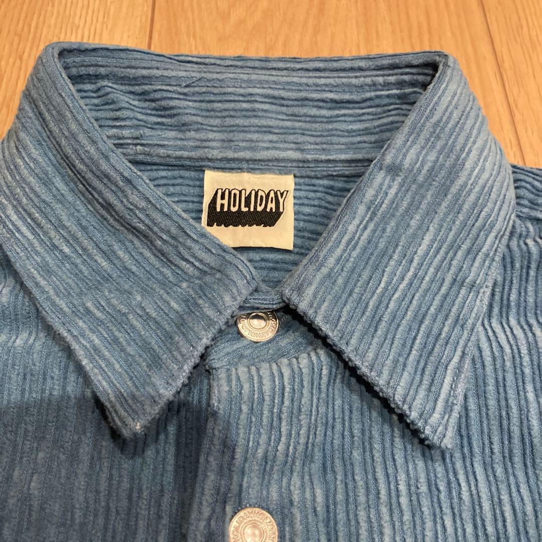 HOLIDAY ブルー　ダメージ　コーディロイ　シャツジャケット