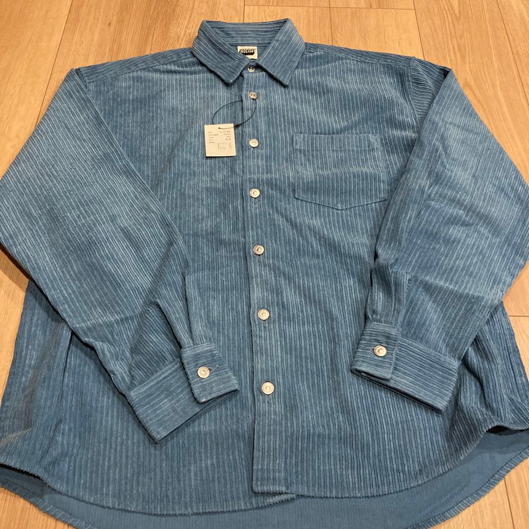 HOLIDAY ブルー　ダメージ　コーディロイ　シャツジャケット