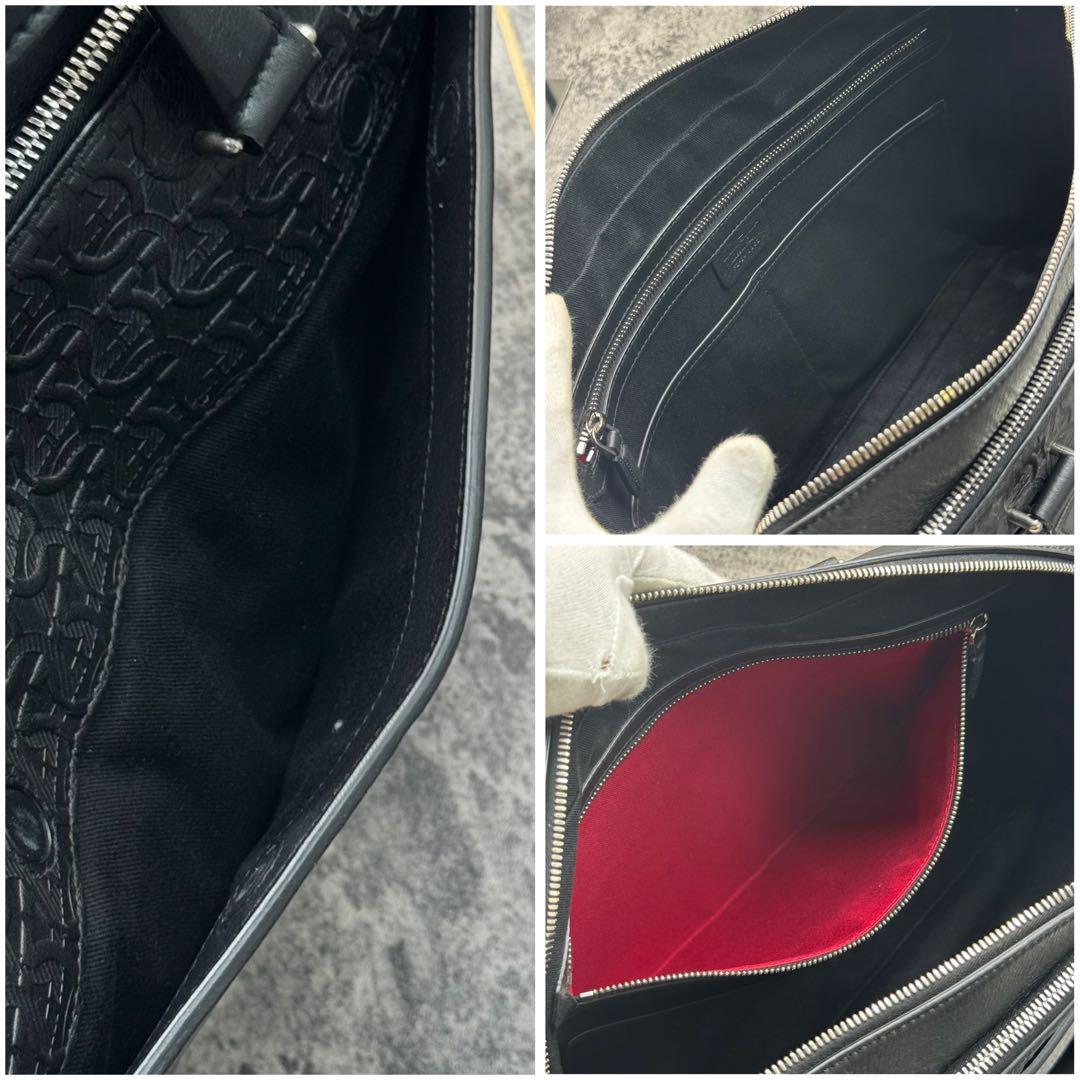 現行 極美品✨フェラガモ エンボス ガンチーニ ブリーフケース ２室 2way