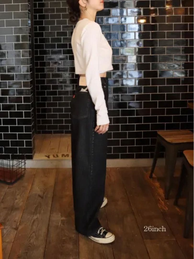 epa BIG JOHN ワイドストレートジーンズ　ブラック　サイズ26