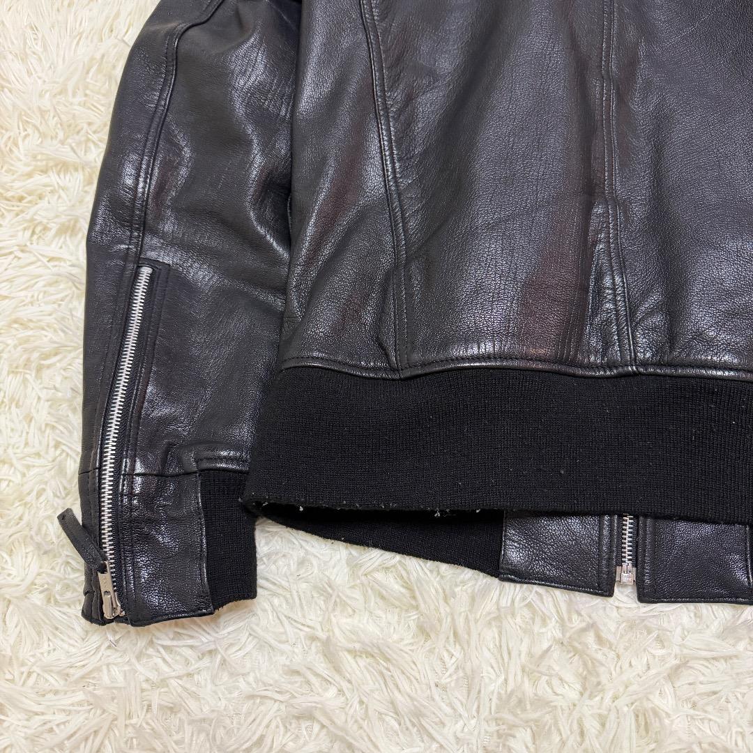 【本革】J.I.M.S レザージャケット ヒョウ柄ライニング シングルライダース