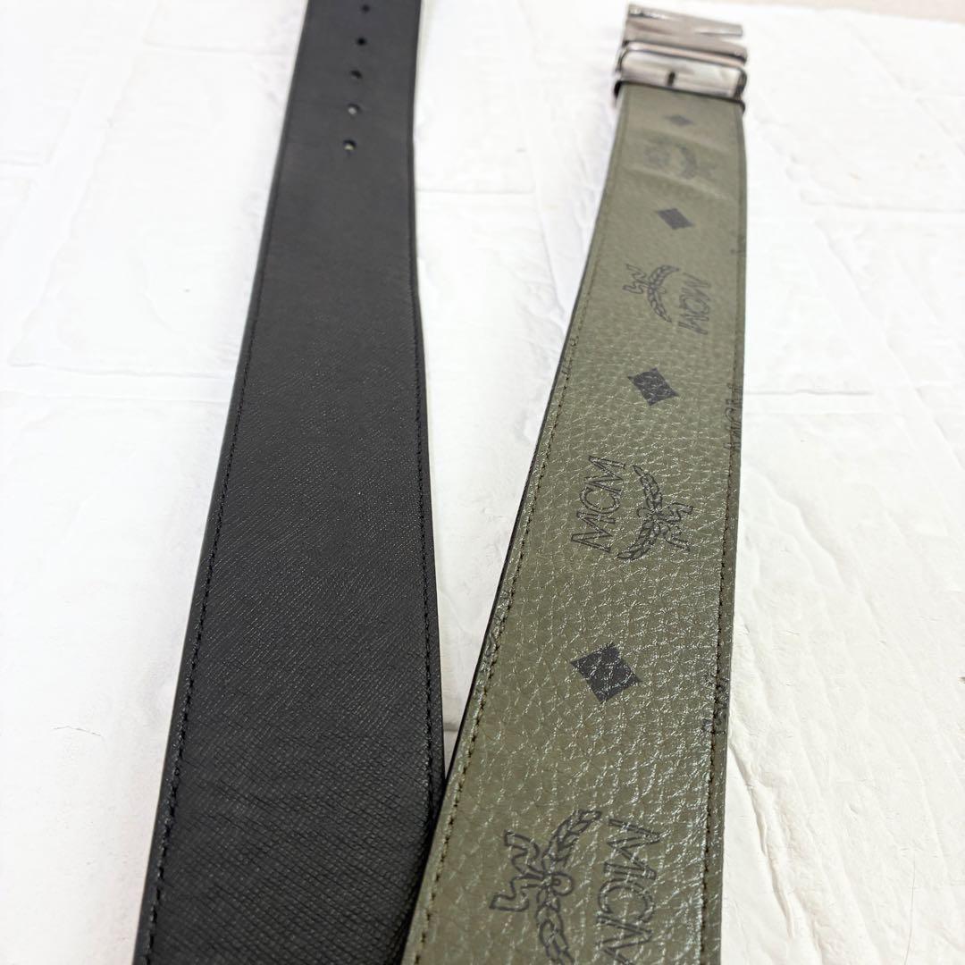 MCM ベルト　リバーシブル　カーキ系　ブラック