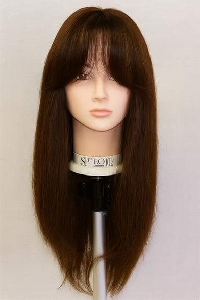 人毛　ウィッグ　人工皮膚付き　ブラウン　スーパーロング　Ｍサイズ