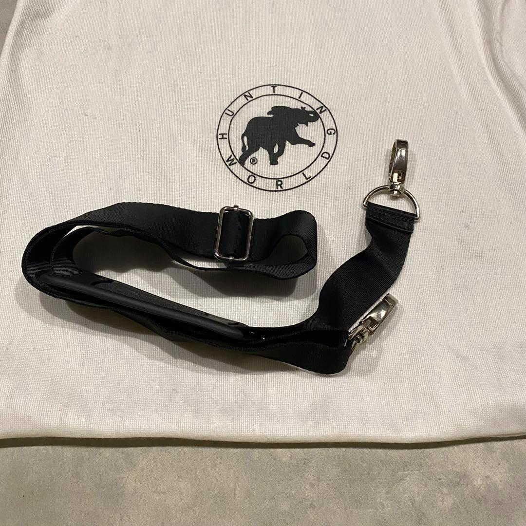 【HUNTING WORLD】 高級 レザー ブリーフケース 黒 フルオープン