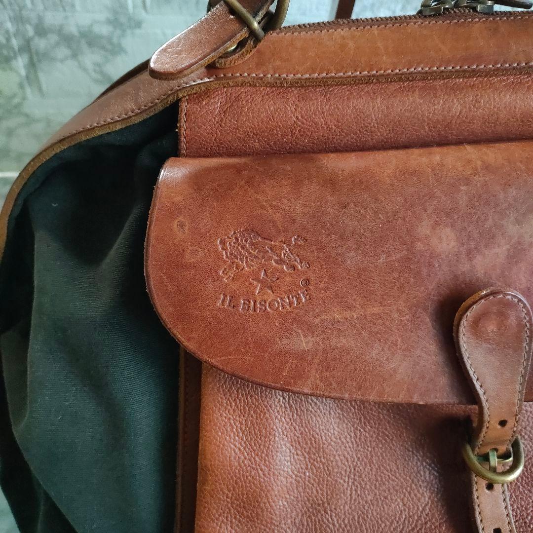 IL BISONTE　キャンバスレザー 3WAY キャンディバッグ　イタリア製