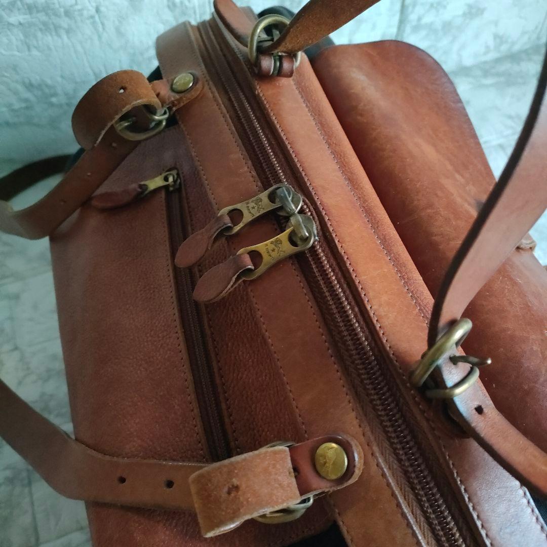 IL BISONTE　キャンバスレザー 3WAY キャンディバッグ　イタリア製