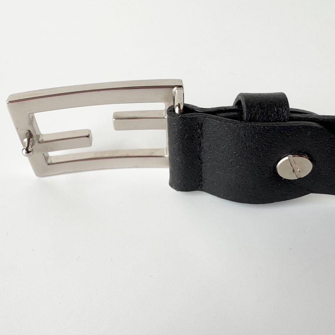 【極美品】フェンディ ベルト ズッカ柄 シルバー金具 レザー ブラック