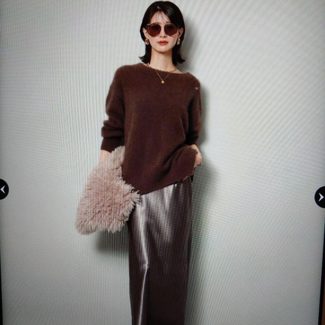 ちーちゃん　Arpegestory FUR2WAYロングニット　茶色