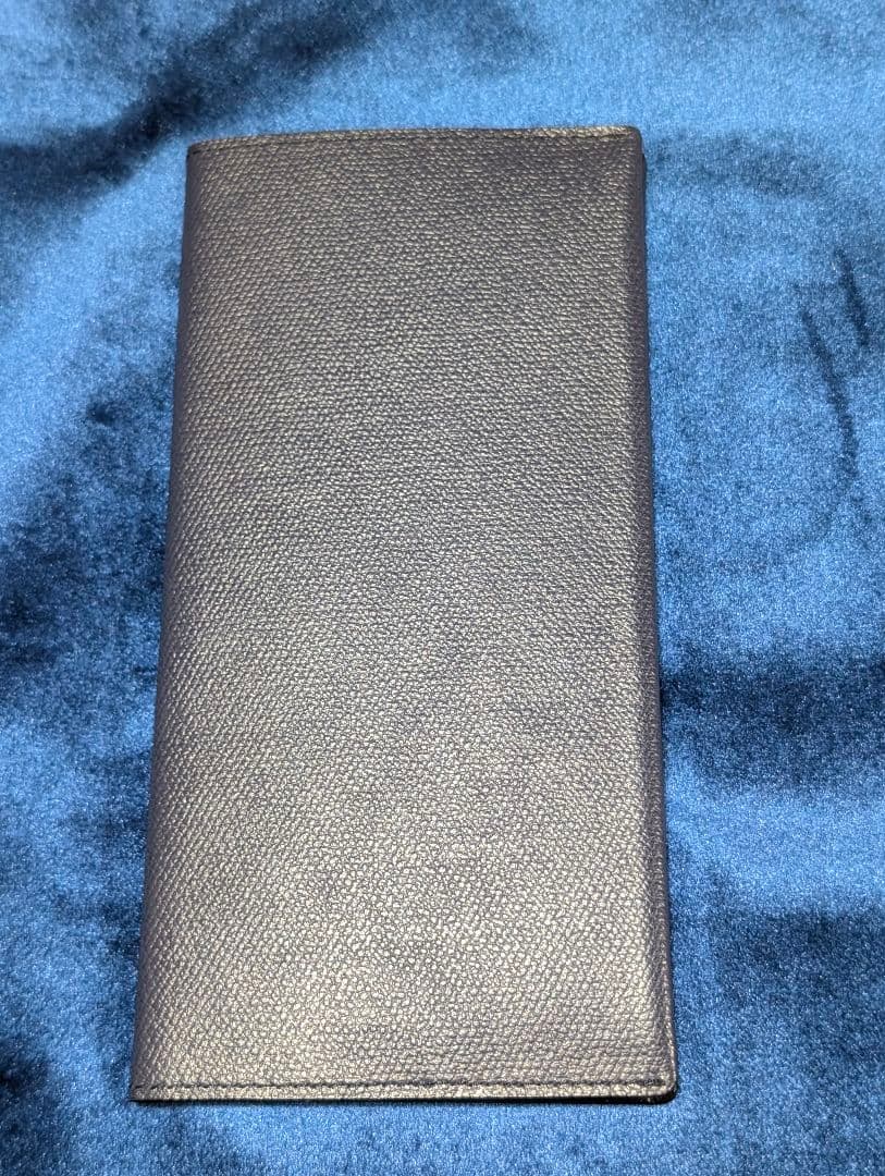 【値下げ】abrAsus アブラサス 薄い長財布 ネイビー 紺色系　極薄　本革