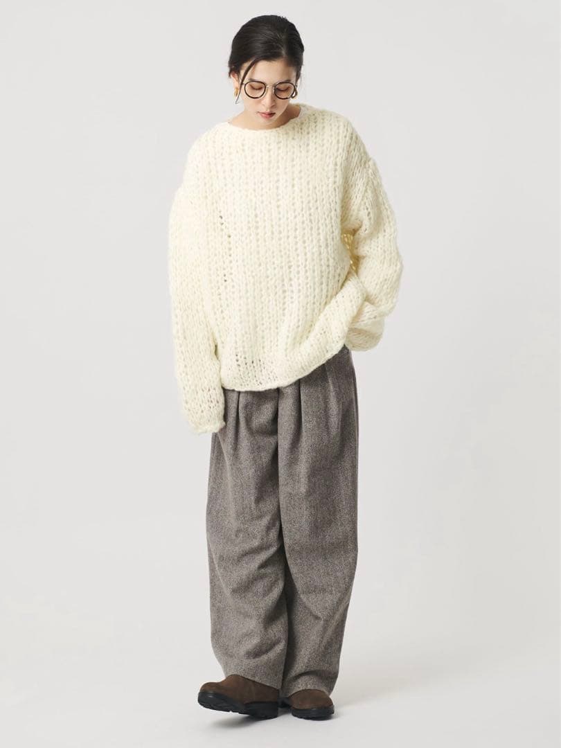 ウールモヘヤナイロン ルーズニットプルオーバー