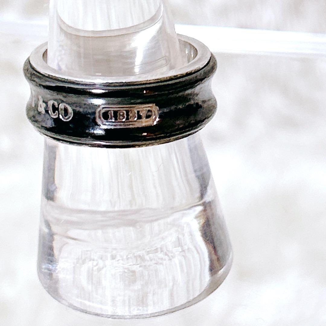 ティファニー 1837 ナロー リング ブラックチタン シルバー 指輪　16号