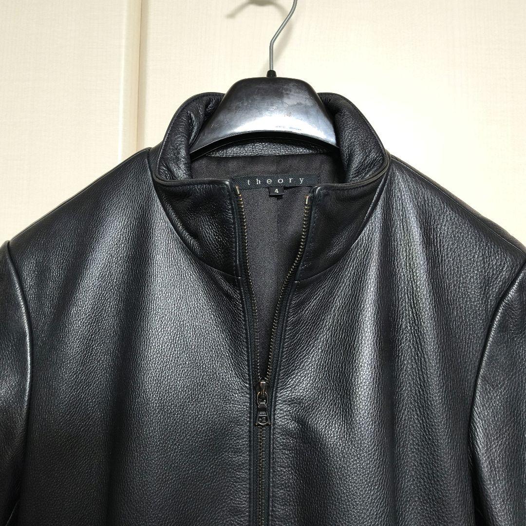 極美品　Theory セオリー ブルゾン シングルライダースジャケット 牛革　黒