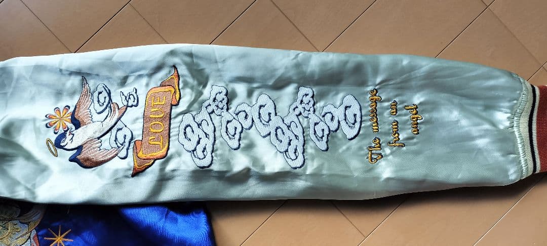 Peake'd Yella スカジャン 青 シルバーサイズ44