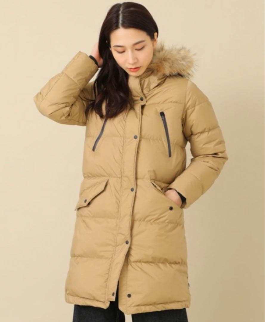 クリーニング済　ナンガ　NANGA ダウンハーフコート　ベージュ　サイズ1 M