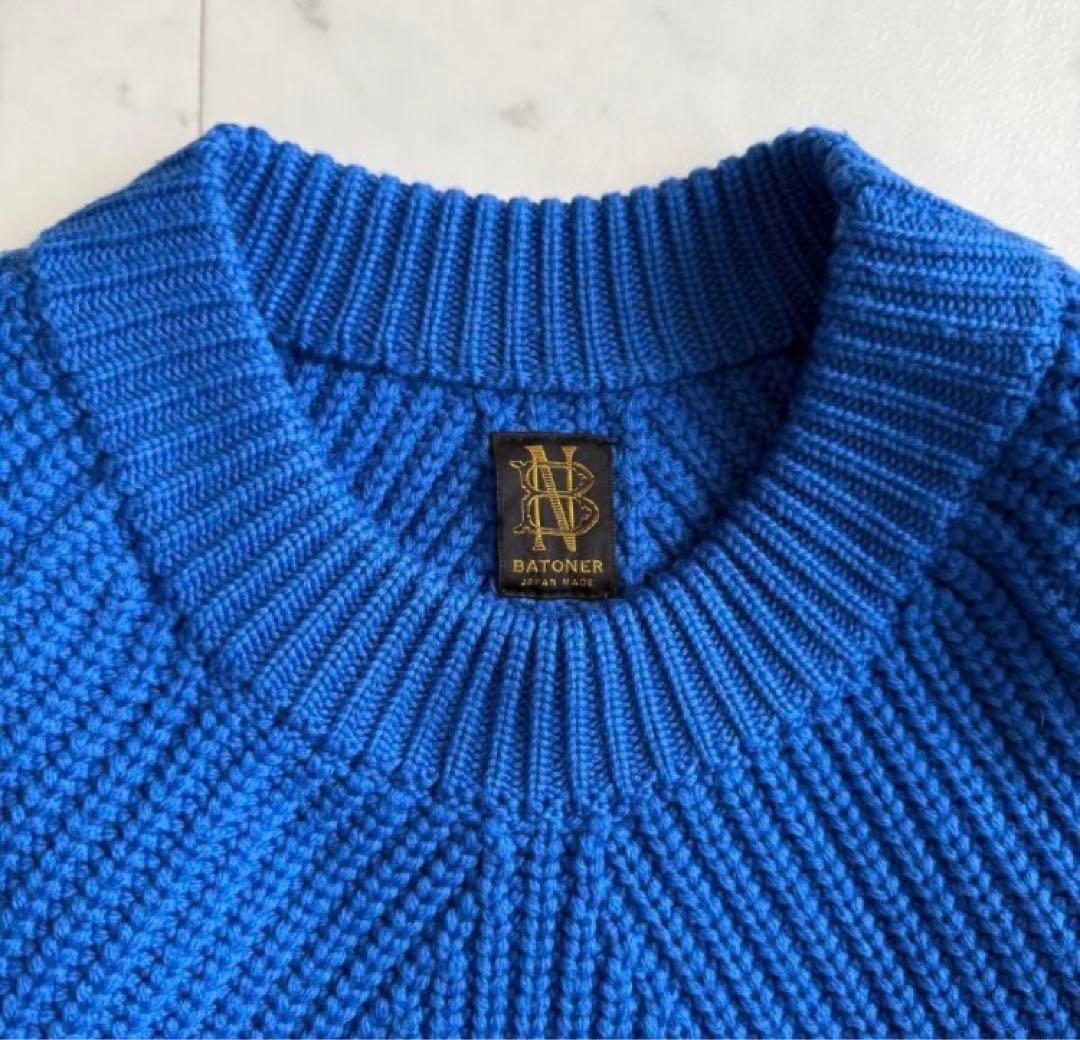 【週末値下❣️】BATONER バトナー　シグネチャークルーネックニット　ブルー