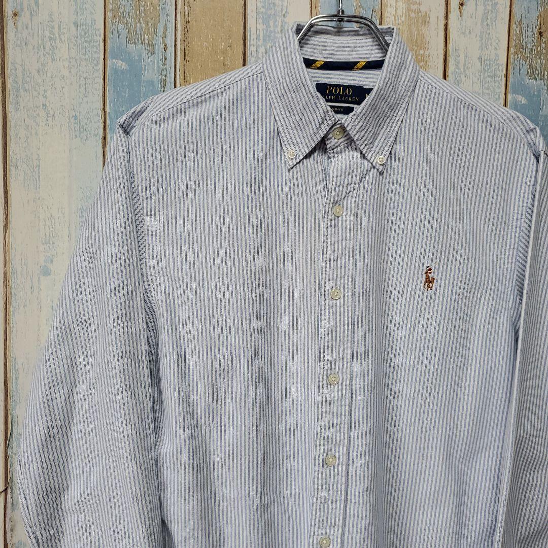☆ポロラルフローレン☆ストライプBDシャツ☆オックスフォード☆カラーポニー☆Ｍ