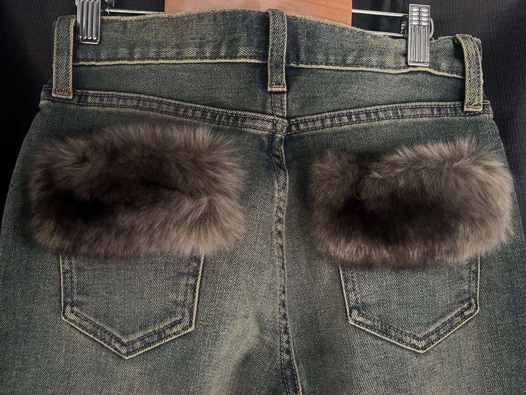 LAGUAGEM FAUX FURフレアデニム