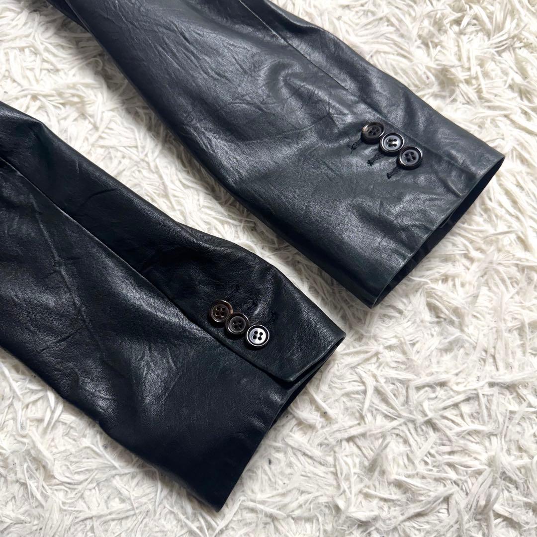 Theory ラムレザー テーラードジャケット 黒 玉虫系 L〜XL 本革 羊革