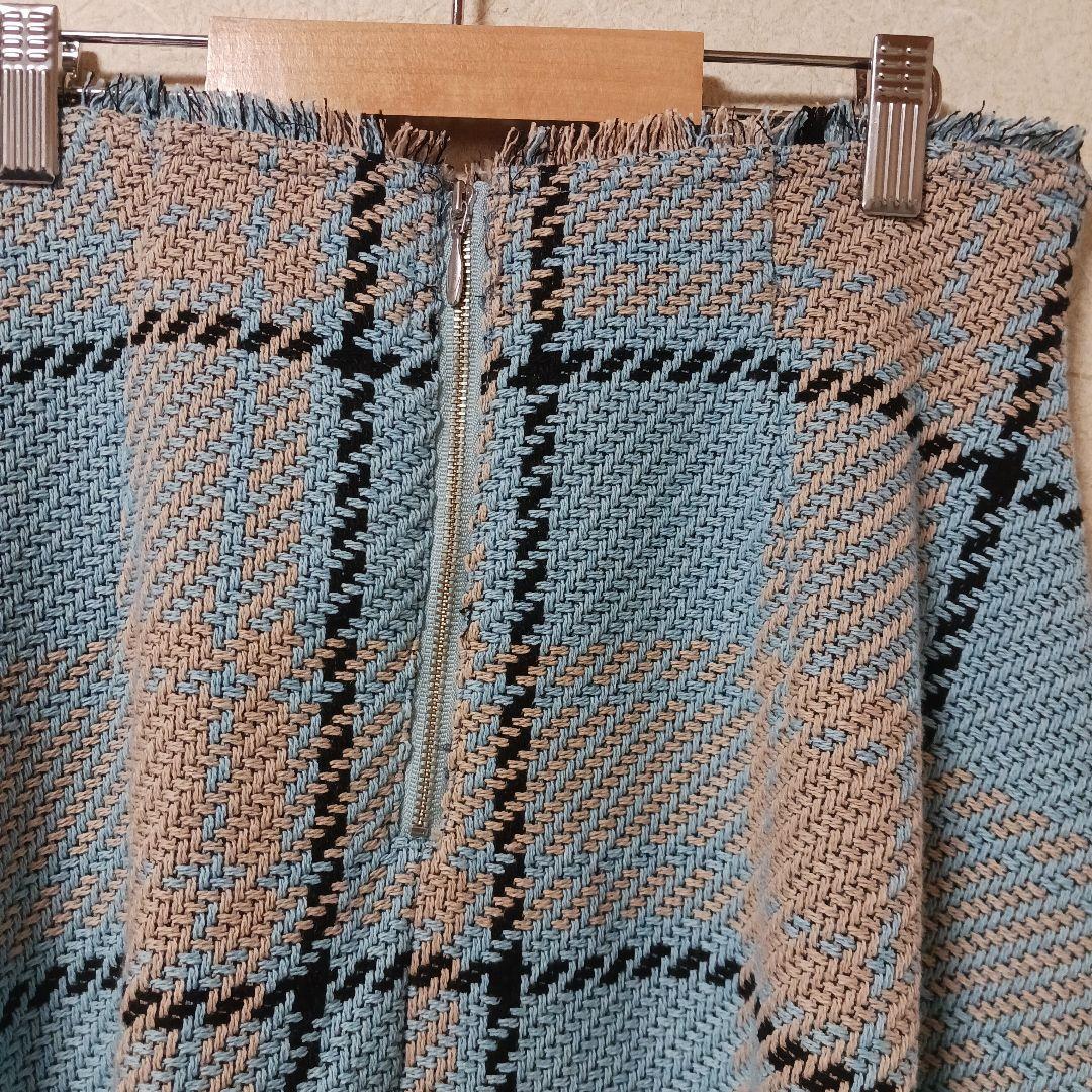 未使用　EMMEL REFINES ツィードライク チェック フレアスカート M