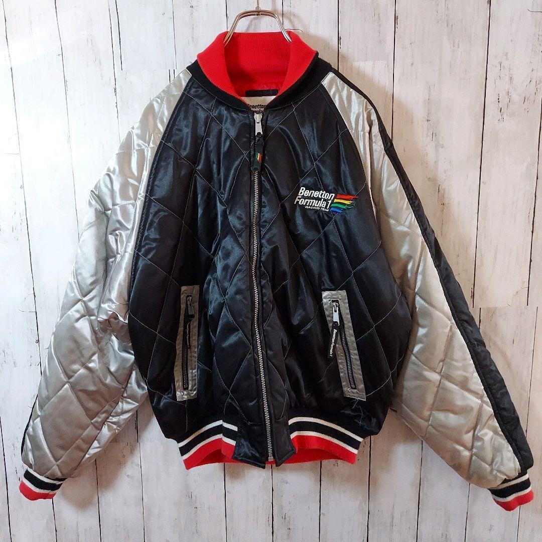 【BENETTON】希少 ベネトンフォーミュラ1 レーシングジャケット L 黒銀
