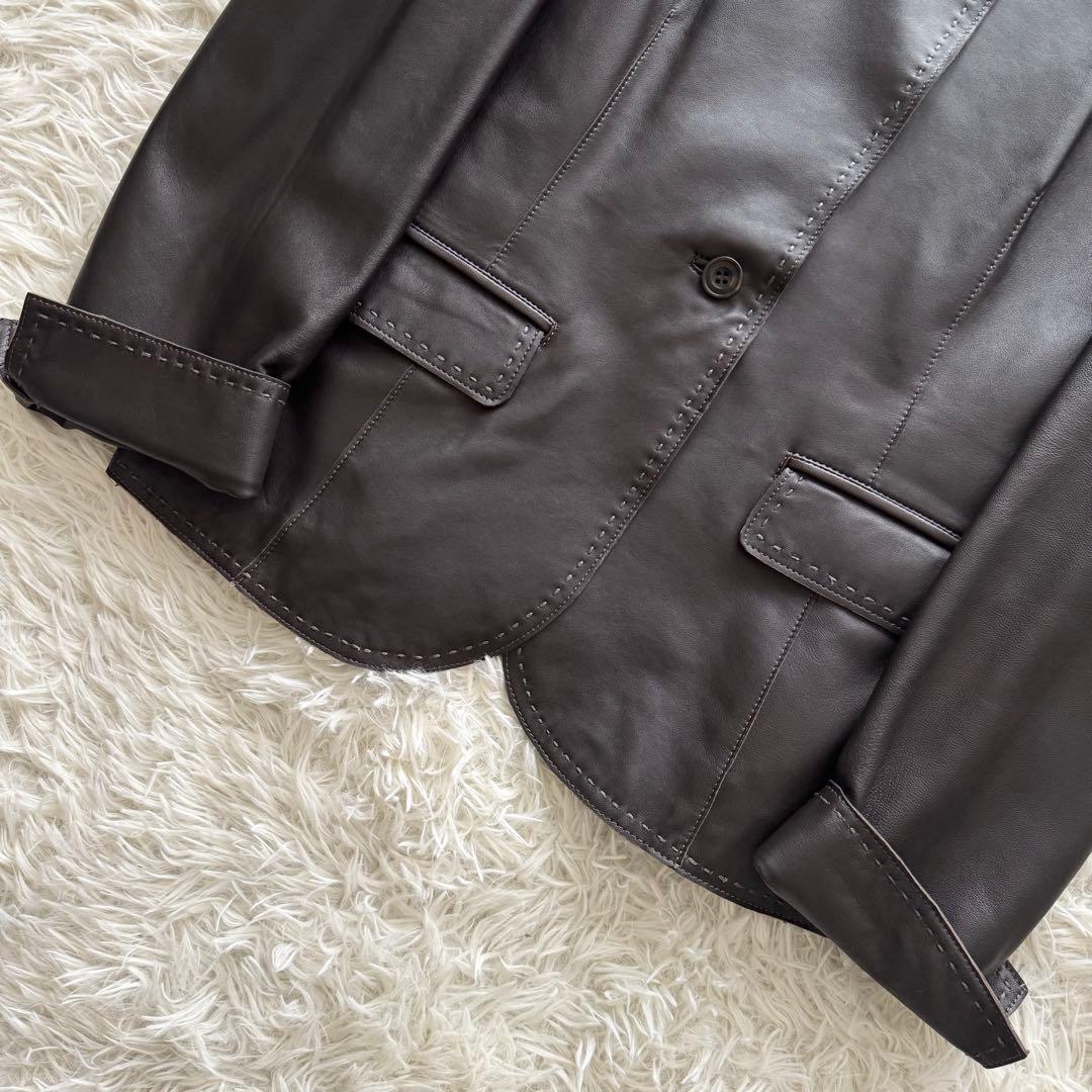 【バルマン】レザージャケット　羊革　ブラウン　茶色　15号