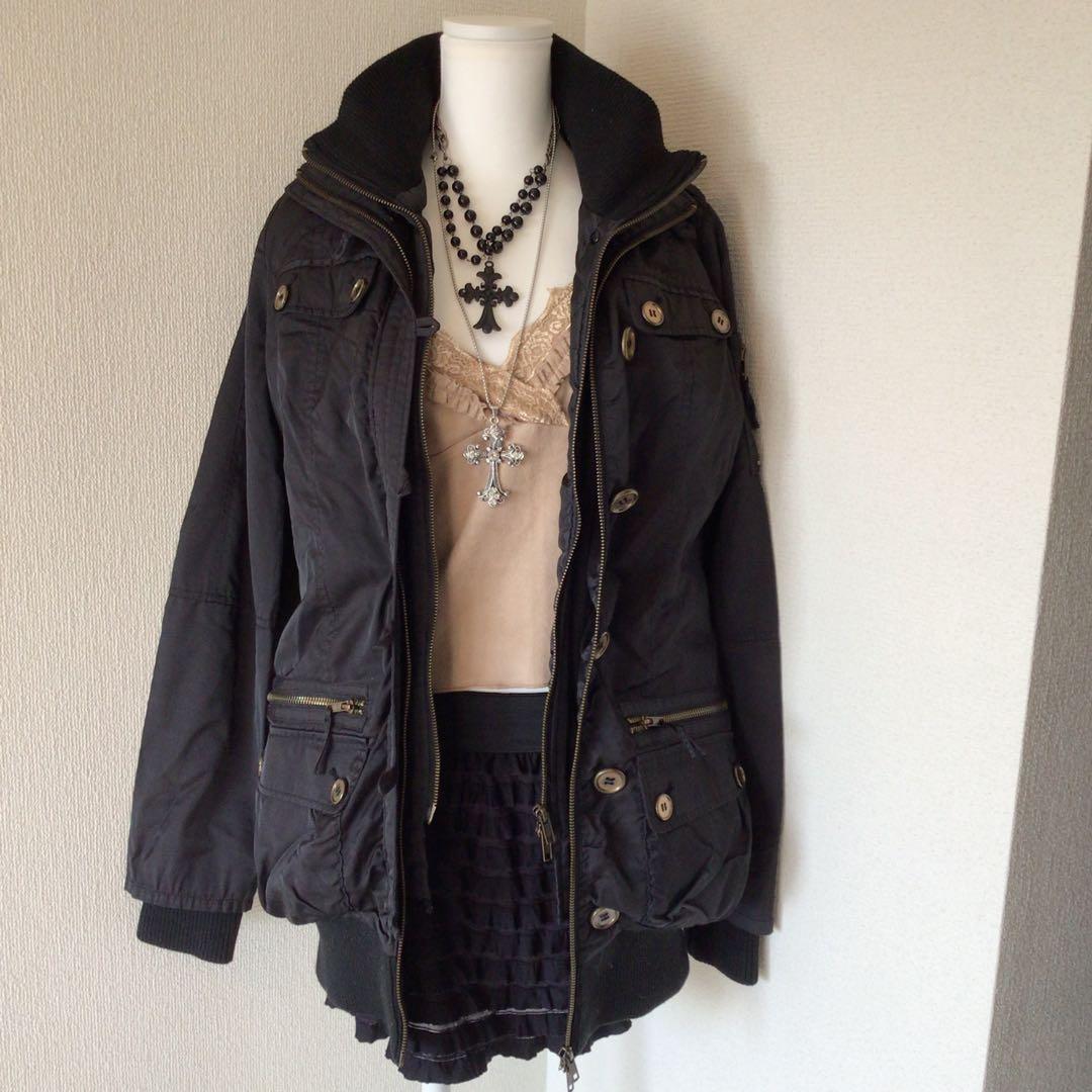 y2k ロングコートグランジフェアリー　平成ギャル お兄系 archive 黒