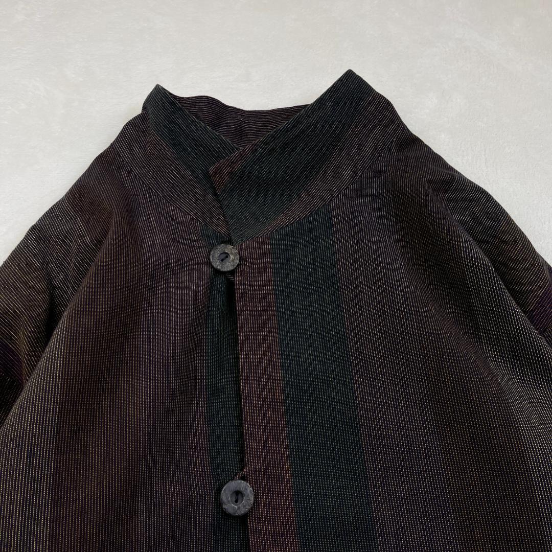 儀右ヱ門　リバーシブルパッチワークコート　ストライプ　　ギエモン