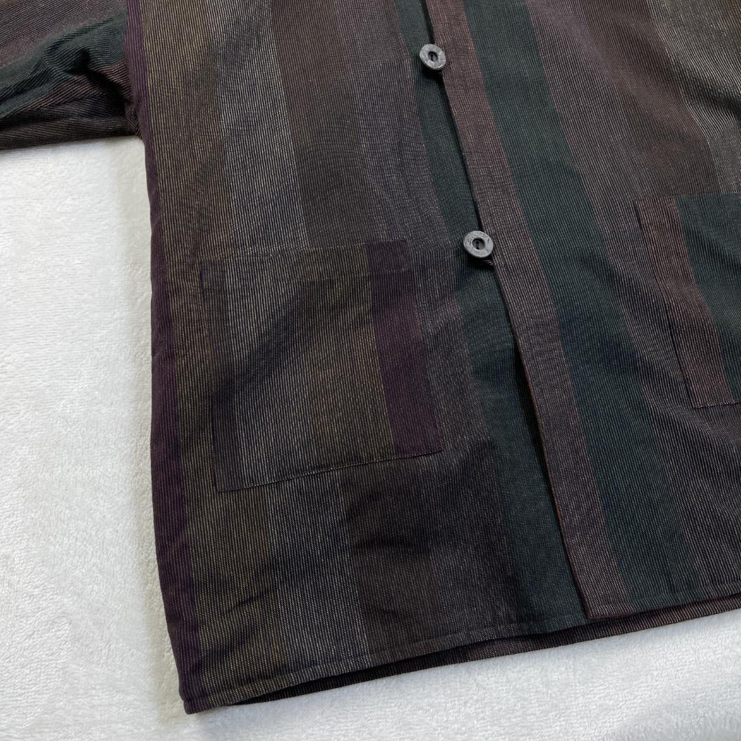 儀右ヱ門　リバーシブルパッチワークコート　ストライプ　　ギエモン