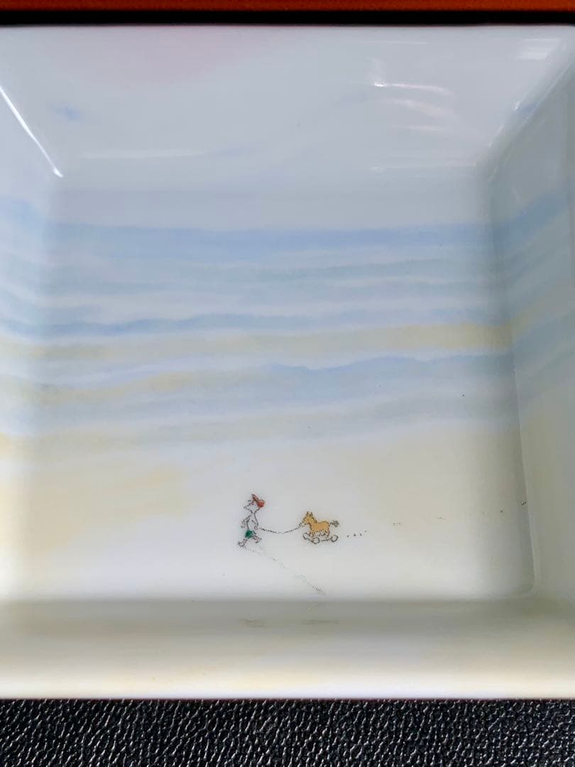 エルメスHERMESノベルティ飾り皿角皿小皿 陶磁器トレイ小物入れ灰皿 非売品