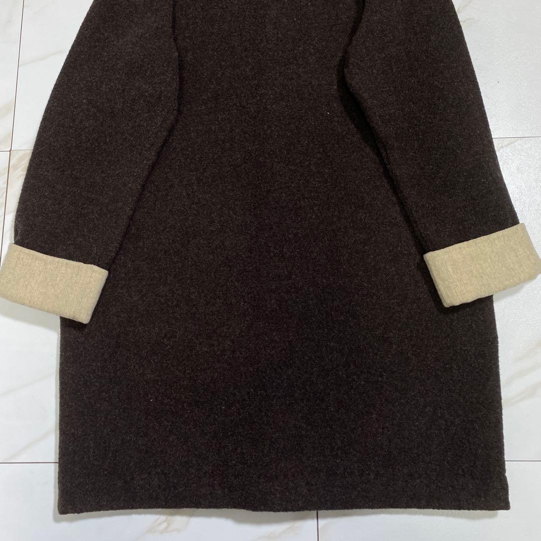 希少♡45R 縮絨ウール メルトン ダブルフェイスダッフルフーデッドコート