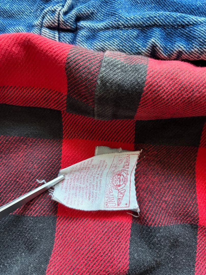 80s USA製　カーハート　デニムアクティブジャケット　Sサイズ　裏地チェック