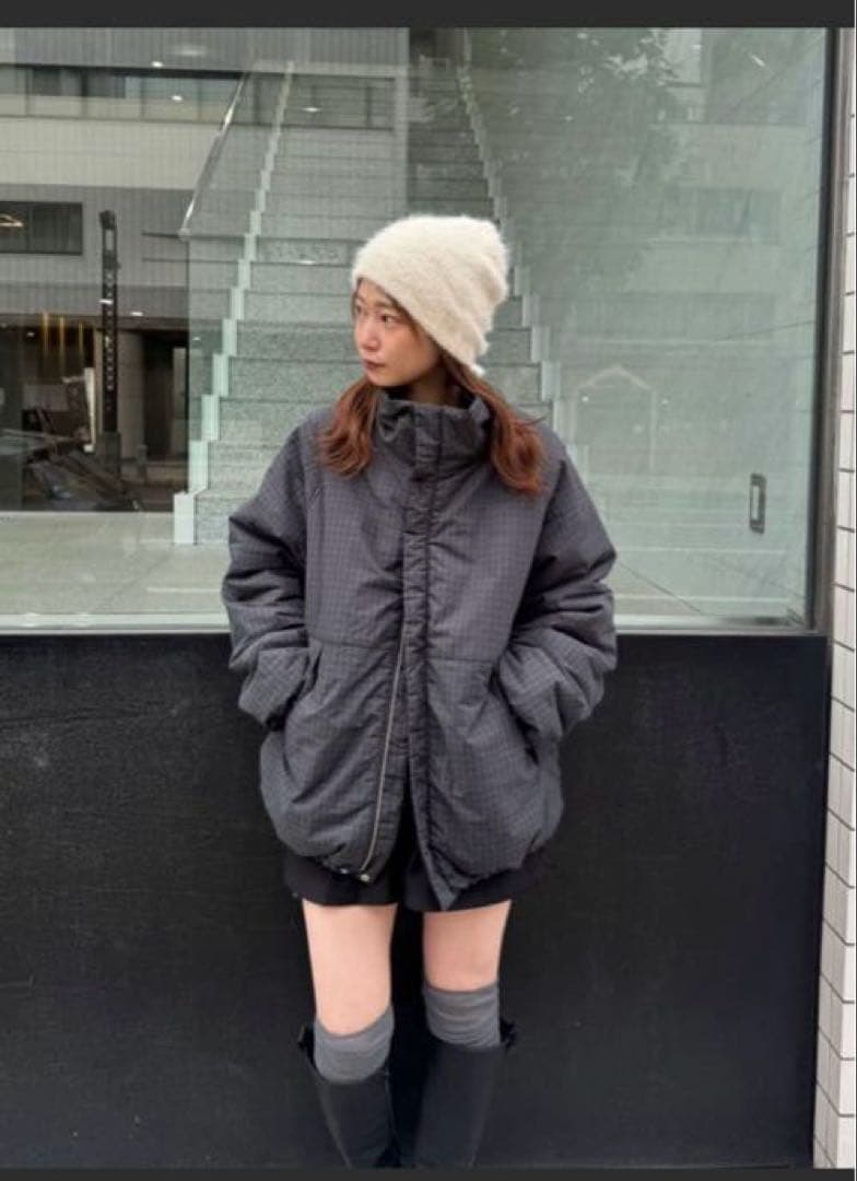 Kastane チェック中綿リバーシブルアウター グリーン M