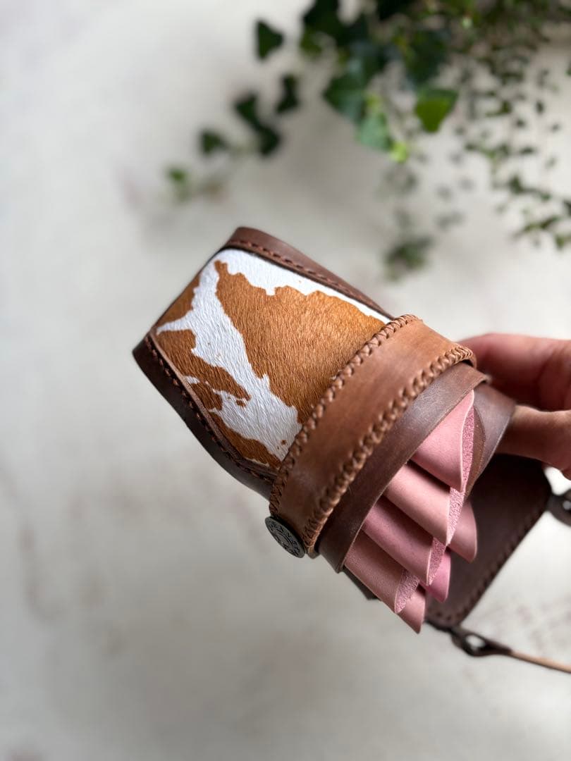 手染めキャメルブラウン、ハラコカウキャメルのシザーケース