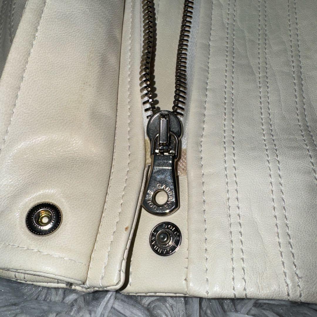 ドルチェ&ガッバーナ　ホワイト　ライダース　38 シープスキン