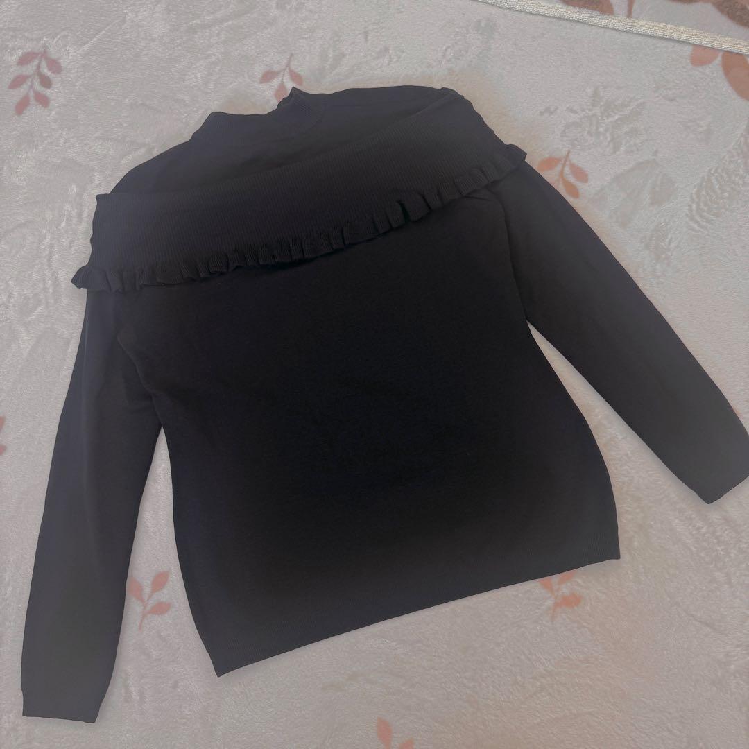 美品 Christian Dior ブラック フリル ニット セーター M 黒